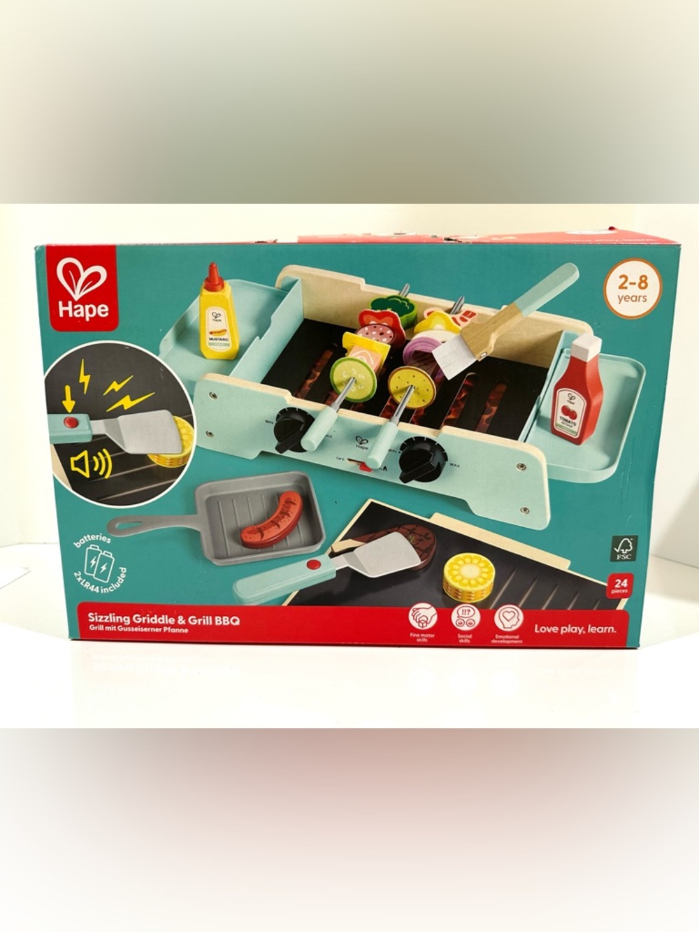 New Hape Kids Sizzling Griddle & Grill BBQ Play Set Wooden
